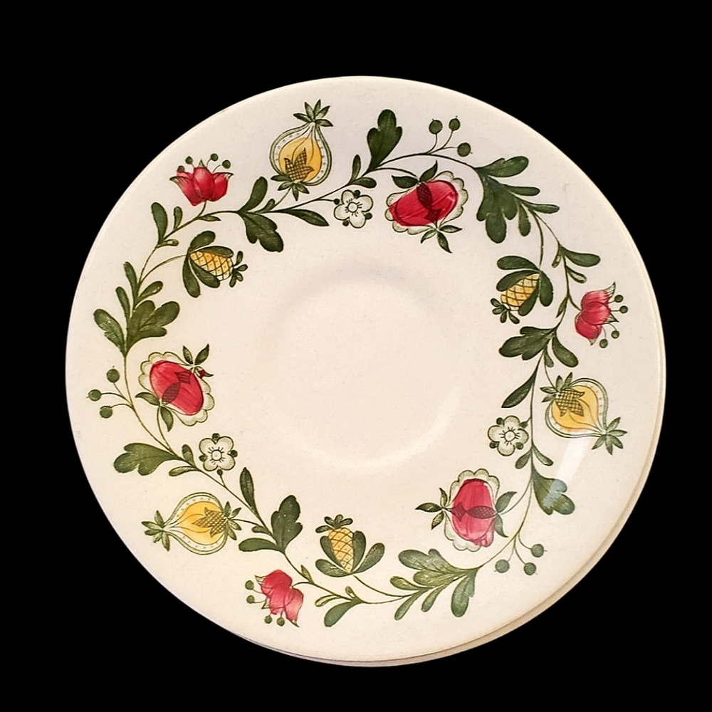 Johnson Bros. 🇬🇧 Staffordshire old granite folk art Gretchen tea plates (2)